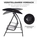 Miniatyrbilde 5 av 10: Hollywood Swing 3-Seters Hage Huske Med Tak Laget Av Polyrattan + Metall, Svart, 198 X 124 X 179 Cm