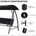 Miniatyrbilde 7 av 10: Hollywood Swing 3-Seters Hage Huske Med Tak Laget Av Polyrattan + Metall, Svart, 198 X 124 X 179 Cm