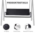 Miniatyrbilde 8 av 10: Hollywood Swing 3-Seters Hage Huske Med Tak Laget Av Polyrattan + Metall, Svart, 198 X 124 X 179 Cm