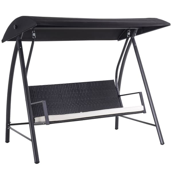 Hollywood Gynge 3-Personers Havegynge Med Tag Lavet Af Polyrattan + Metal, Sort, 198 X 124 X 179 Cm