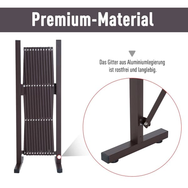 Sakseport, Uttrekkbar Barriere, 35-300 Cm, Ideell For Hage, Aluminium, Brun, H103,5 Cm