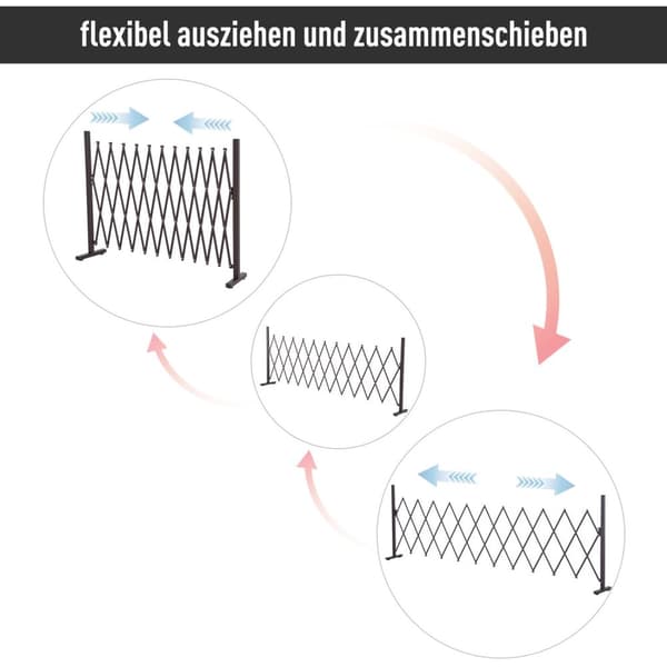 Sakseport, Uttrekkbar Barriere, 35-300 Cm, Ideell For Hage, Aluminium, Brun, H103,5 Cm