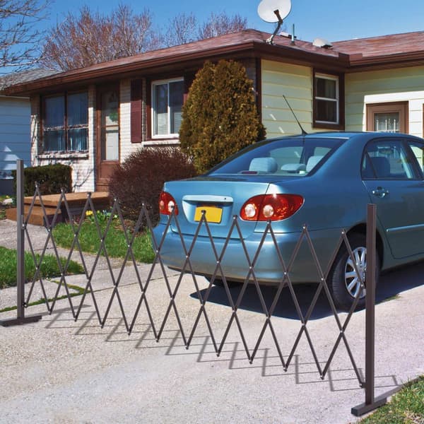 Sakseport, Uttrekkbar Barriere, 35-300 Cm, Ideell For Hage, Aluminium, Brun, H103,5 Cm