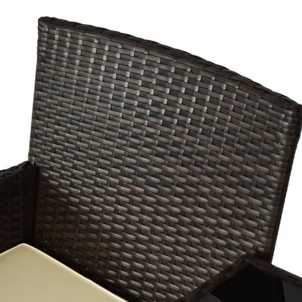 Polyrattan Bænk 2-Personers Bord Havebænk Stålstel Brun B133Xd63Xh84Cm