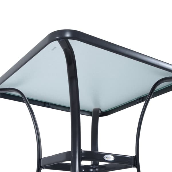 Hagebord Firkantet Glassbord Værbestandig Sort 68,5X68,5Cm Balkong Terrasse