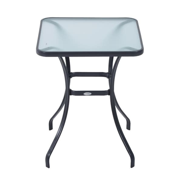 Hagebord Firkantet Glassbord Værbestandig Sort 68,5X68,5Cm Balkong Terrasse