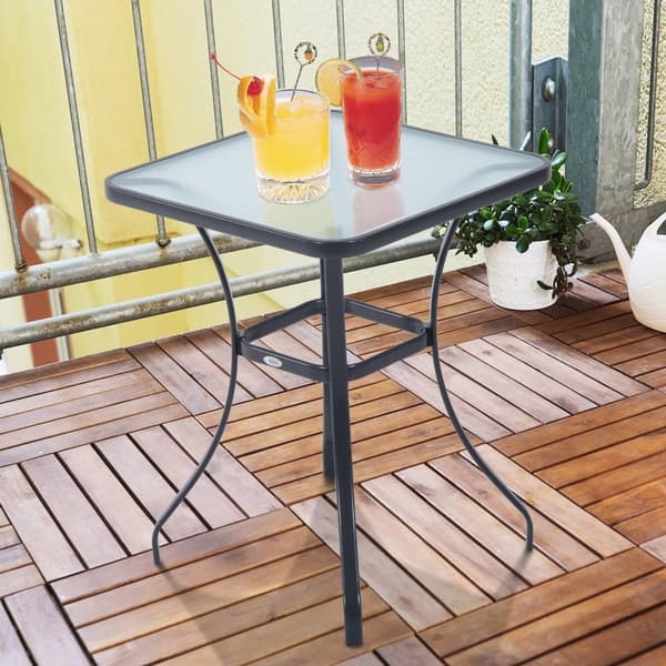 Hagebord Firkantet Glassbord Værbestandig Sort 68,5X68,5Cm Balkong Terrasse