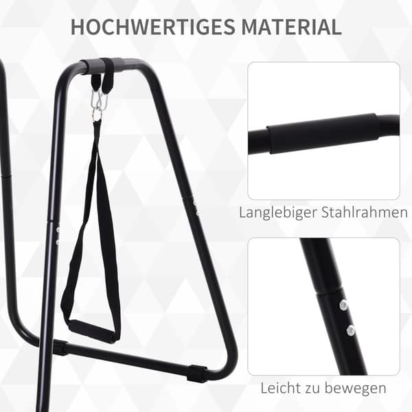 Dipstation Stabilt Dip Stand Med Sling Trainer, Robust Stålramme, Sort, 90X81X92,5Cm