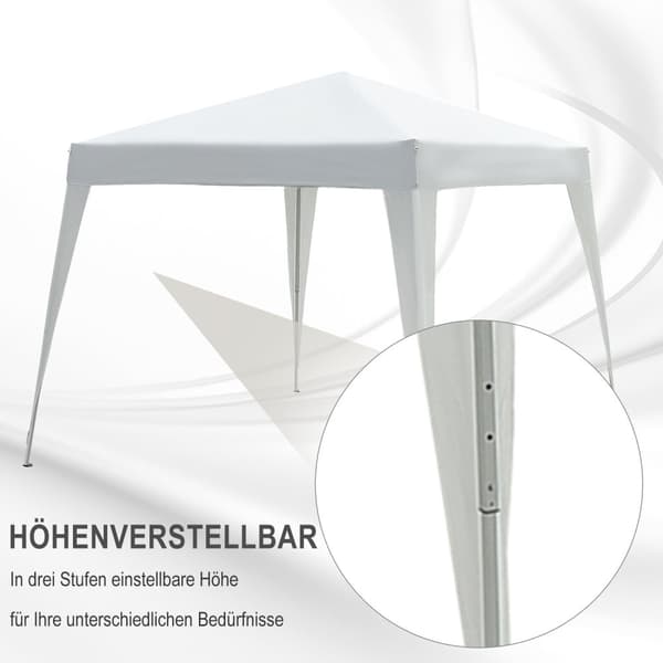 Sammenleggbar Paviljong Paviljong Sammenleggbar Telt Partytelt Inkl. Bæreveske 2,4X2,4M Stål Hvit