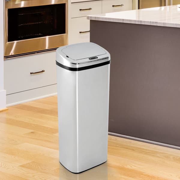 Automatisk Søppelbøtte Med Sensor Kjøkken Rustfritt Stål 50/68L Sølv (50L)