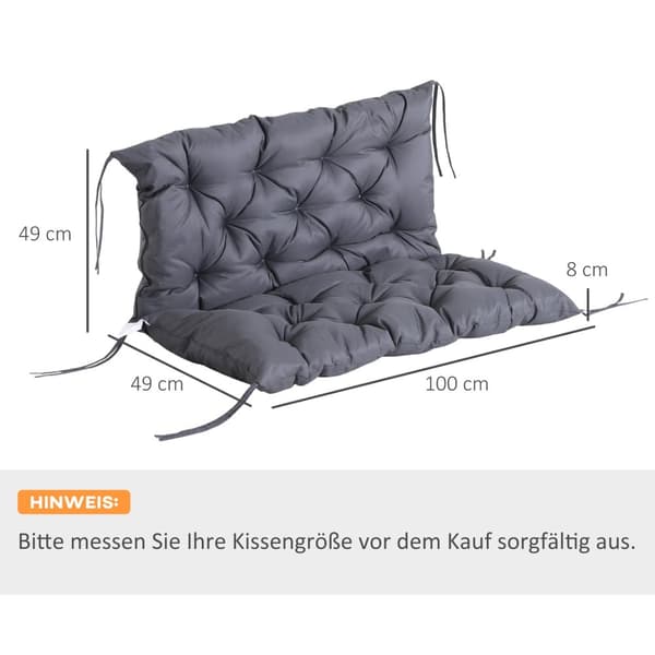 Sittepute Benk Hage Benk Pute Benk Pute 100 X 98 X 8 Cm Bomull Mørkegrå