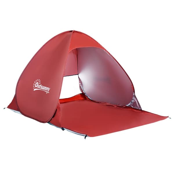 Beach Shelter Quick Assembly Beach Teltta Pop Up Teltta, Automaattinen, Polyesteri, Punainen, 200X150X119Cm