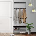 Miniatyrbillede 3 af 10: Knagerække Med Bænk, Tøjstativ & Skohylde, Metal, 2 Skohylder, Sæde, 72,5X35X180Cm