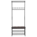 Miniatyrbillede 5 af 10: Knagerække Med Bænk, Tøjstativ & Skohylde, Metal, 2 Skohylder, Sæde, 72,5X35X180Cm