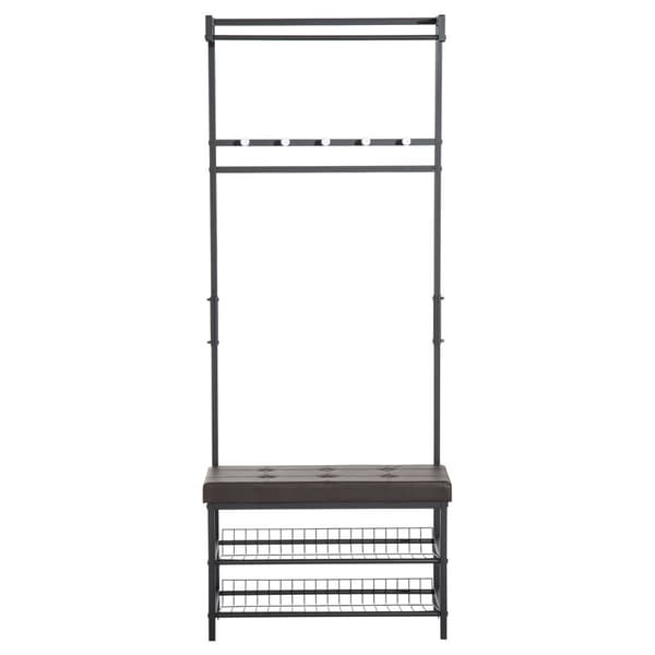 Knagerække Med Bænk, Tøjstativ & Skohylde, Metal, 2 Skohylder, Sæde, 72,5X35X180Cm