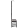 Miniatyrbillede 7 af 10: Knagerække Med Bænk, Tøjstativ & Skohylde, Metal, 2 Skohylder, Sæde, 72,5X35X180Cm