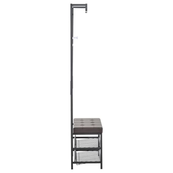 Knagerække Med Bænk, Tøjstativ & Skohylde, Metal, 2 Skohylder, Sæde, 72,5X35X180Cm