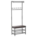 Miniatyrbillede 1 af 10: Knagerække Med Bænk, Tøjstativ & Skohylde, Metal, 2 Skohylder, Sæde, 72,5X35X180Cm