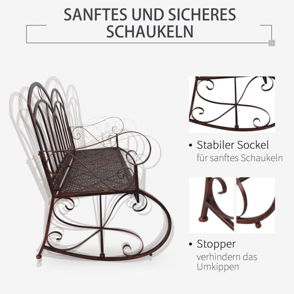 Hagebenk 2-Seter Metall Bronserød
