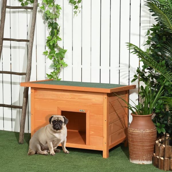 Dog Kennel Koselig Hundehule Laget Av Grantre Med Tak, Ideell For Hunder Og Katter, 82X58X58 Cm