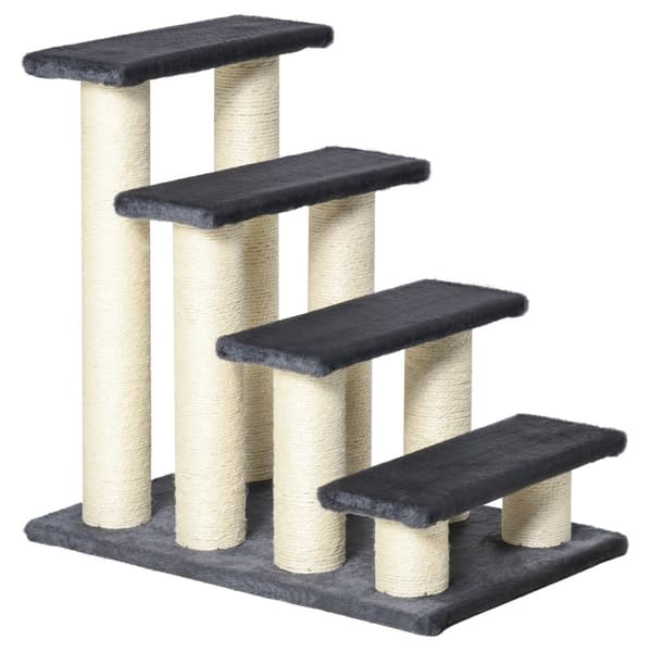 Animal Stairs 4-Vaiheiset Koiraportaat & Kissanpentuportaat, Pehmeä Pehmo, Harmaa, 60X40,5X59Cm