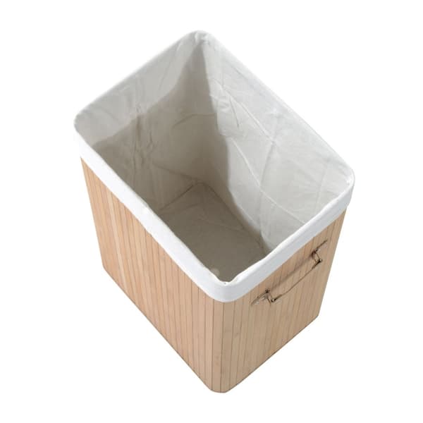 Vasketøjskurv Vasketøjsboks Med Låg Vasketøjskurv Lærredspose Bambus Foldbar 72L Naturel 40 X 30 X 60 Cm