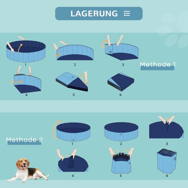 Hundebassin, Robust Soppebassin Til Hunde, Swimmingpool Lavet Af Pvc + Træ, Blå, Ø80Xh20 Cm, Sommerhygge