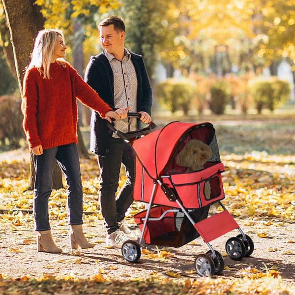 Dog Buggy Hundevogn I Rød, Hundevogn Buggy Stroller Jogger Trailer, Let Og Foldbar