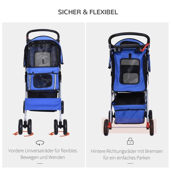 Hundevogn Hundevogn Pet Hund Buggy Klapvogn Joggervogn Blå