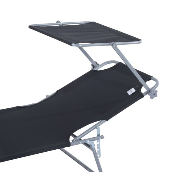Sammenleggbar Solseng Hageseng Med Solbeskyttelse, Svart, 187X58X36 Cm