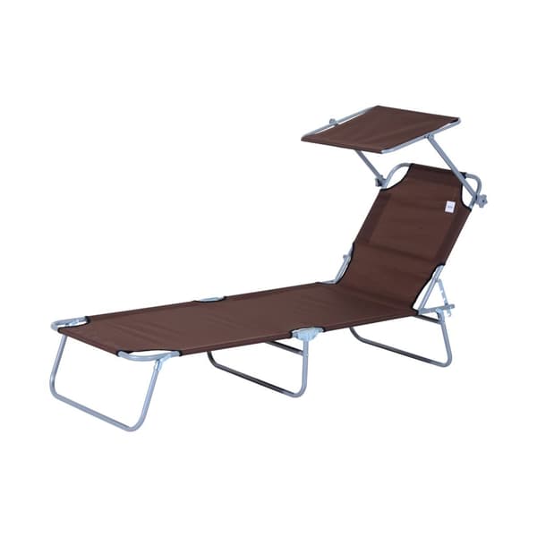 Solseng Sammenleggbar Hageseng Med Solbeskyttelse, Brun, 187X58X36 Cm