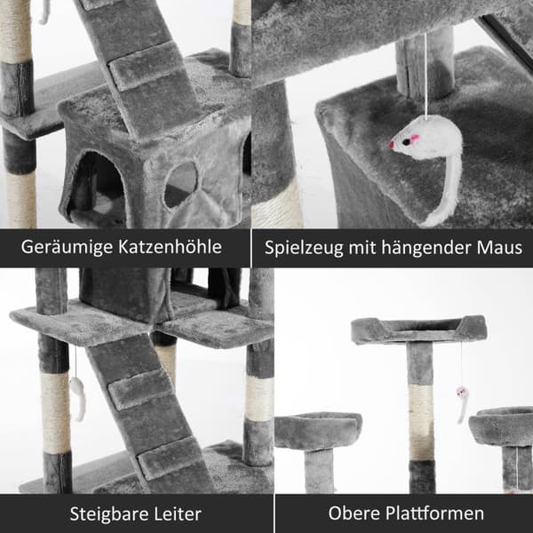 Kradsestolpe Xxl Cat Cave Ladder Klatretræ Multi-Level Grå 50X50X170Cm