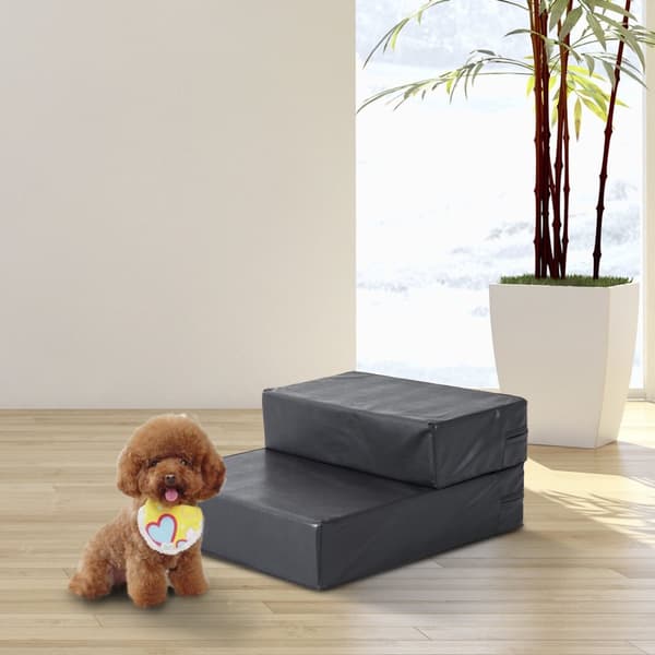 Pet Stairs Kokoontaitettava Lemmikkimatto, 2 Askelmaa, Koiran Portaat Kissoille Ja Koirille, Musta, L45Xl39Xk20Cm