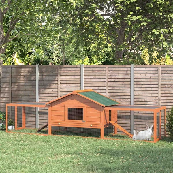 Rabbit Hutch Xxl Med Udendørs Kabinet Rummeligt Kaninbur, Grantræ Og Metaltråd, 100X68X59Cm