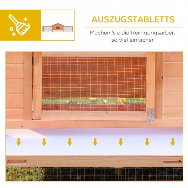Rabbit Hutch Xxl Med Udendørs Kabinet Rummeligt Kaninbur, Grantræ Og Metaltråd, 100X68X59Cm