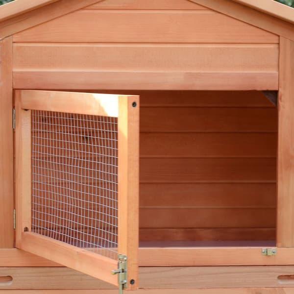 Rabbit Hutch Xxl Med Udendørs Kabinet Rummeligt Kaninbur, Grantræ Og Metaltråd, 100X68X59Cm