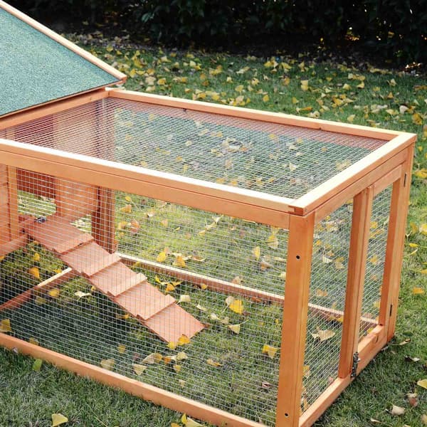 Rabbit Hutch Xxl Med Udendørs Kabinet Rummeligt Kaninbur, Grantræ Og Metaltråd, 100X68X59Cm