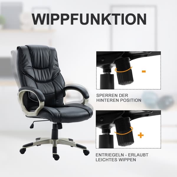 Työtuoli Executive-Tuoli Ergonominen Työtuoli Keinutoiminnolla, Urheilullinen Istuin, Korkea Selkänoja, 70X58X114-124Cm