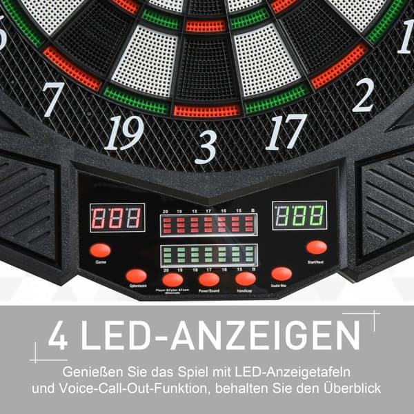 Elektronisk Dartskive Med Dør Inkl. 4 Led 216 Spill 12 Piler Opp Til 8 Spillere Abs + Pp 49 X 54,6 X 5,5 Cm.