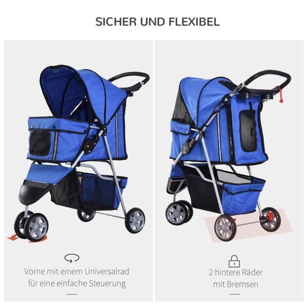 Hundevogn Hunde Buggy Buggy Hunde Katte Flerfarvet (Blå)