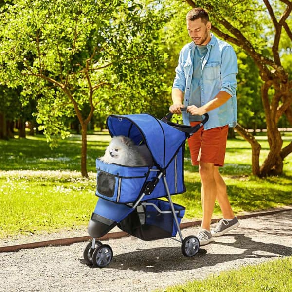 Hundevogn Hunde Buggy Buggy Hunde Katte Flerfarvet (Blå)
