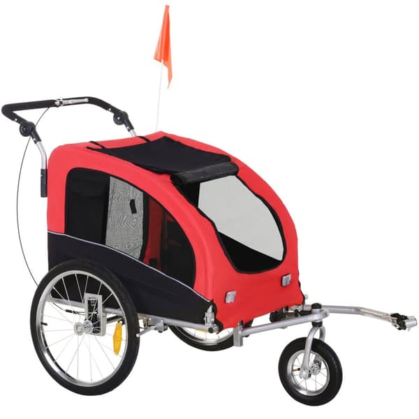 Dog Trailer Jogger Pyörän Perävaunu Koiran Pyörän Perävaunu Punainen+Musta 155 X 83 X 108 Cm