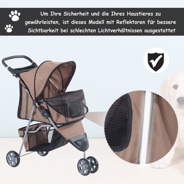 Hundeklapvogn Hundevogn Til Hunde Og Katte, Flerfarvet (Kaffebrun)
