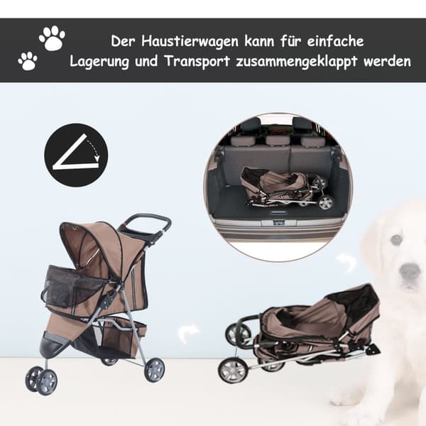Hundeklapvogn Hundevogn Til Hunde Og Katte, Flerfarvet (Kaffebrun)