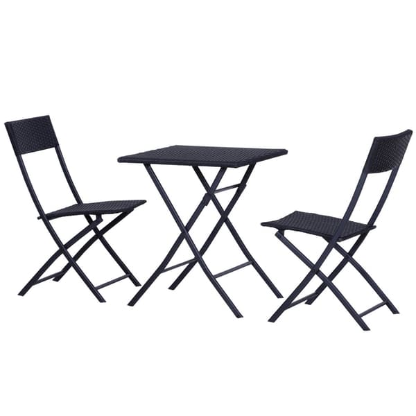 Polyrattan Bistrosett For 2 Personer, Rotting Hagemøbelsett, Sort