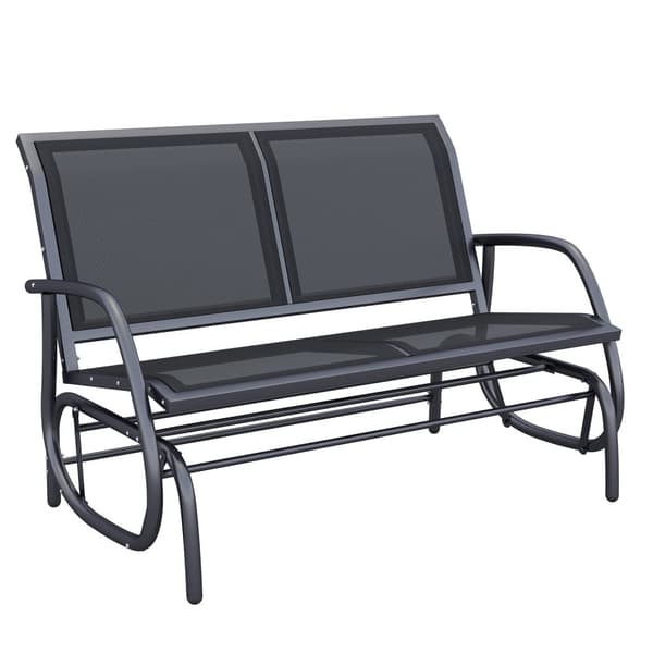 Gyngestol 2-Seter Hagebenk Hage Huske Sete Parkbenk Metall Hagemøbler Sort 120 X 70 X 88 Cm