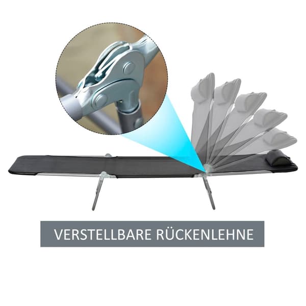 Solseng, Hageseng, Avslapningsseng, Baderomsseng, To-Bent Solseng, Svart For Hage Og Terrasse