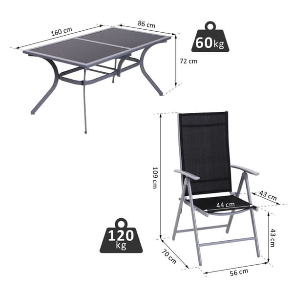 Sittesett Til 6 Personer, Hagesett, Hagemøbler, Aluminium