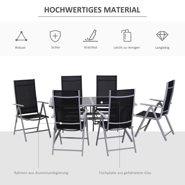 Sittesett Til 6 Personer, Hagesett, Hagemøbler, Aluminium