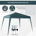 Miniatyrbilde 5 av 10: Sammenleggbar Paviljong Paviljong Sammenleggbar Telt Partytelt Inkl. Bæreveske 2,4X2,4M Stålgrønn